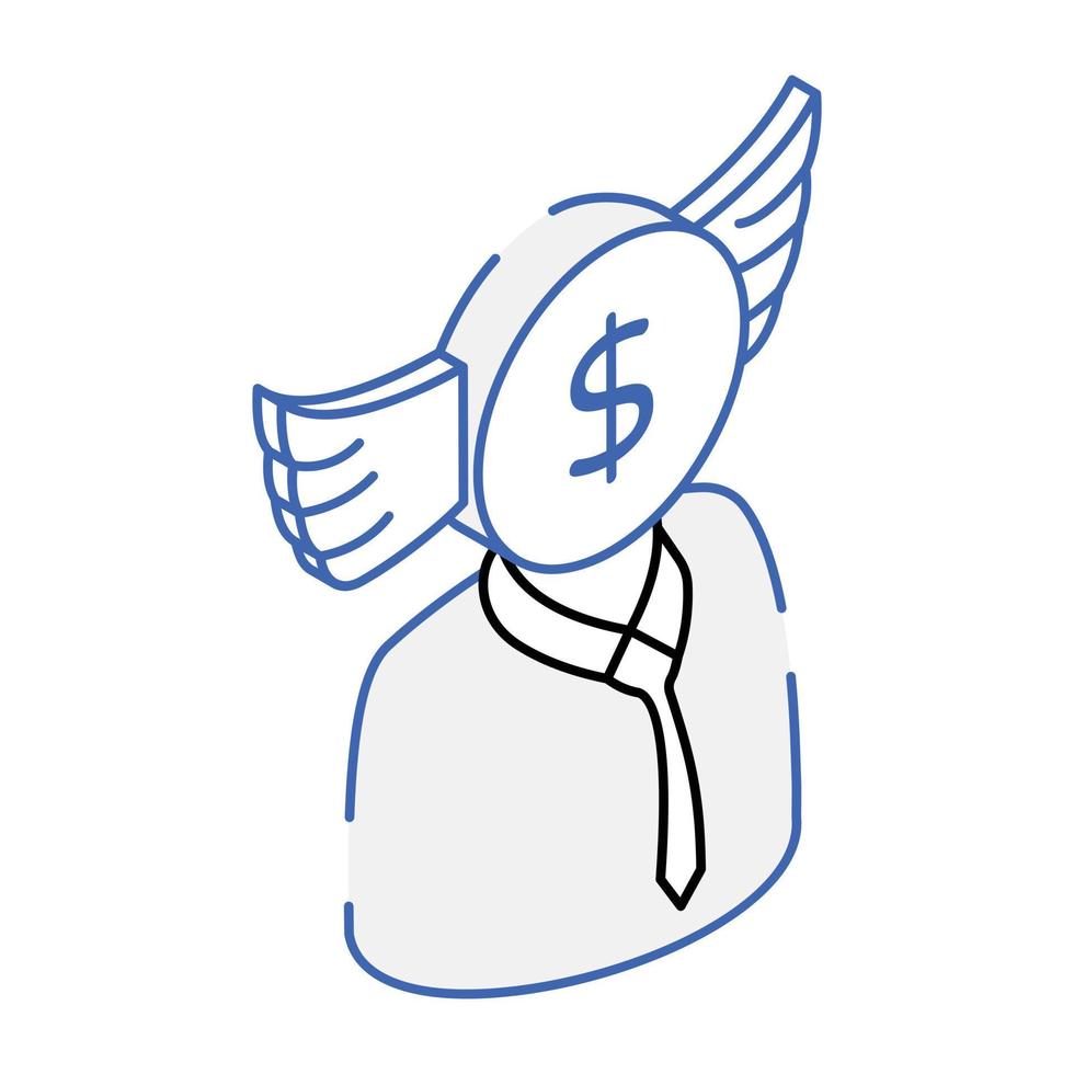 An angel investor outline icon vector