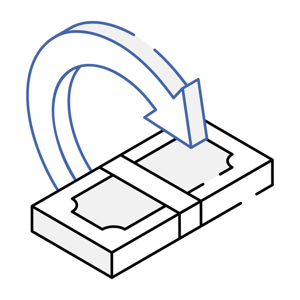 Modern isometric icon of cash back vector