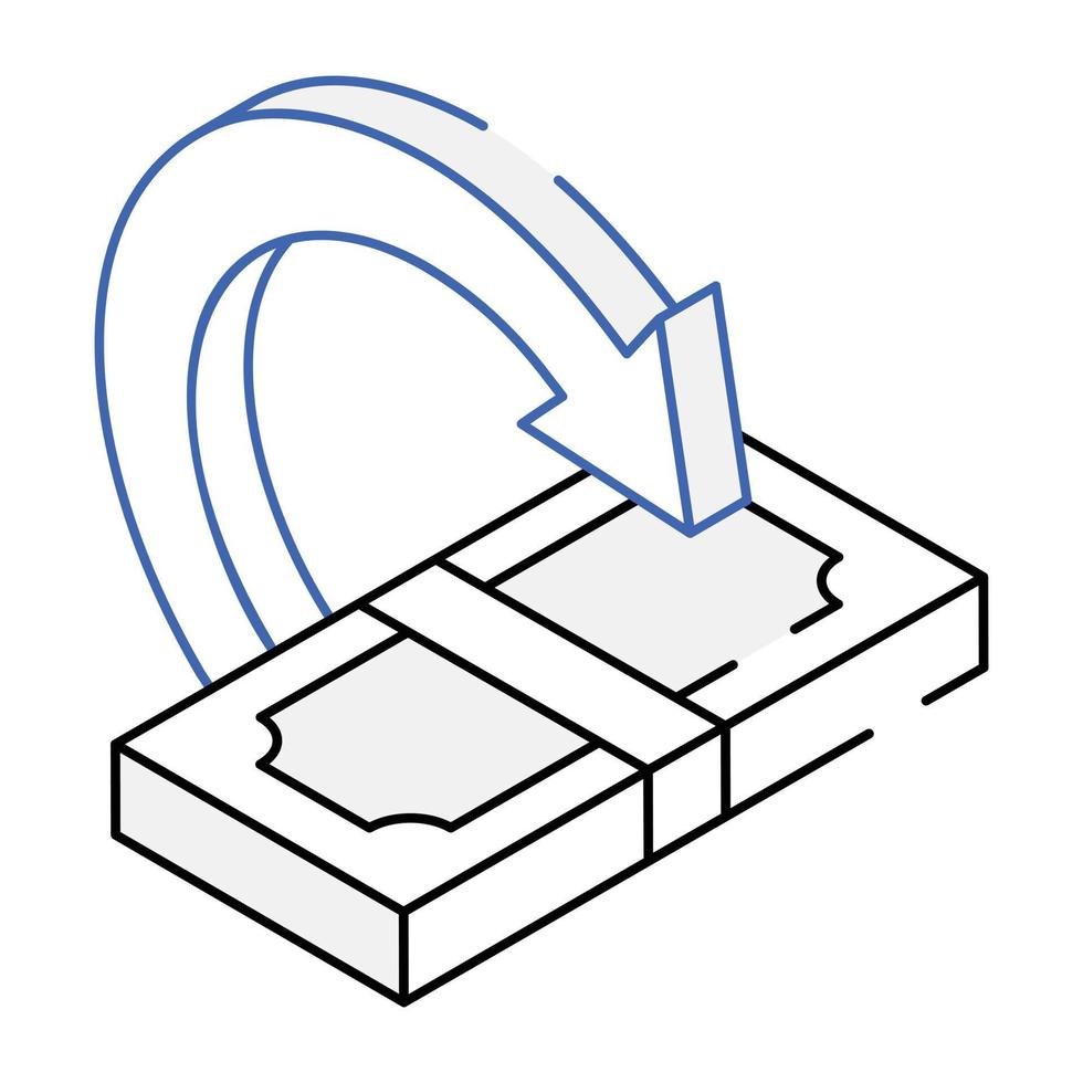 icono isométrico moderno de devolución de efectivo vector
