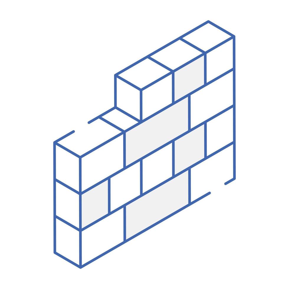 A brick wall isometric icon download vector