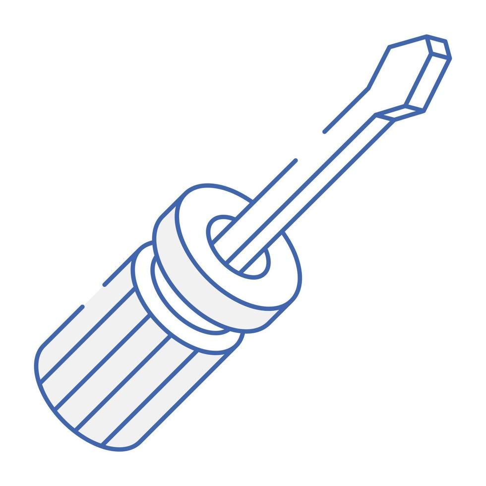 Modern outline isometric icon of screwdriver vector