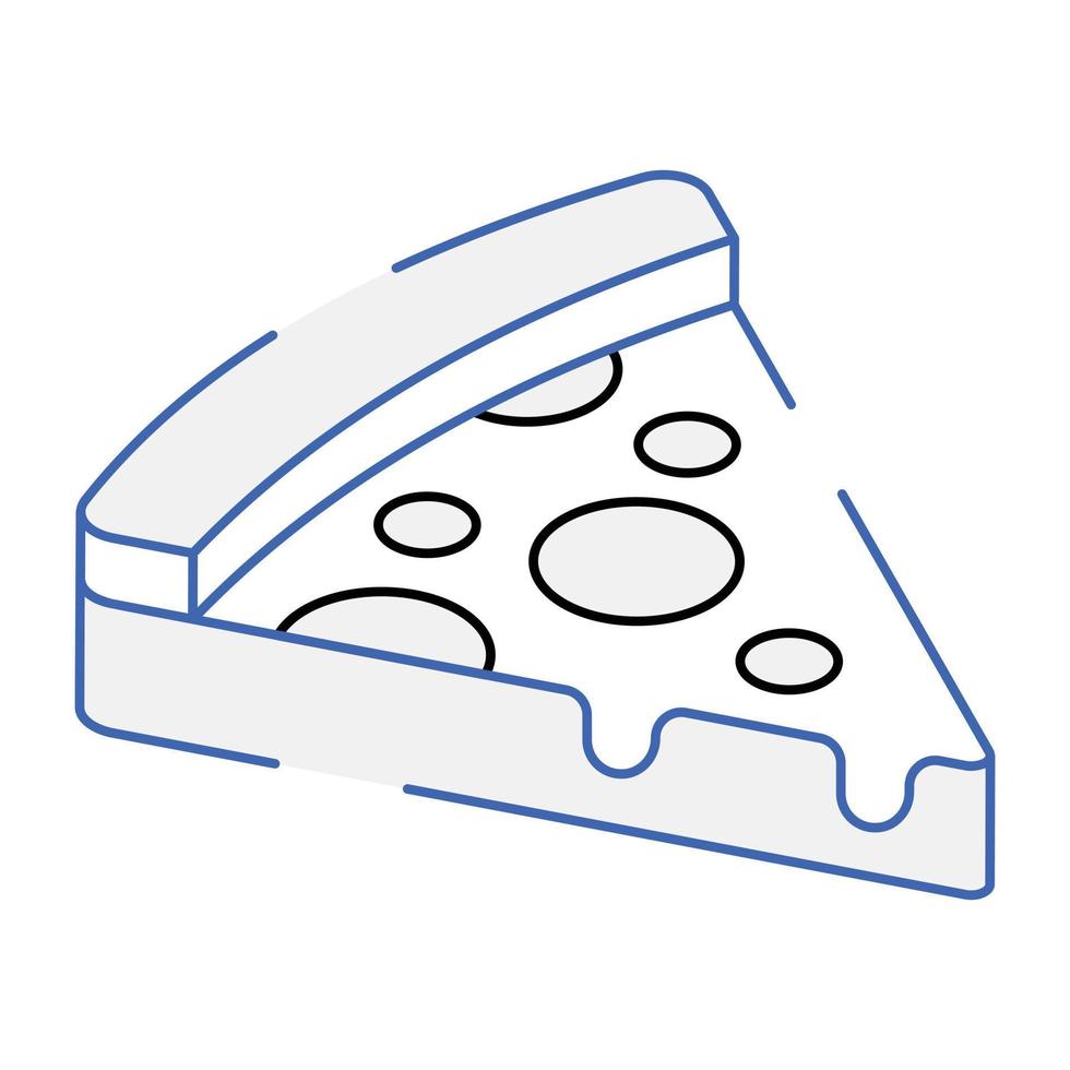 Pizza slice icon in outline isometric style vector