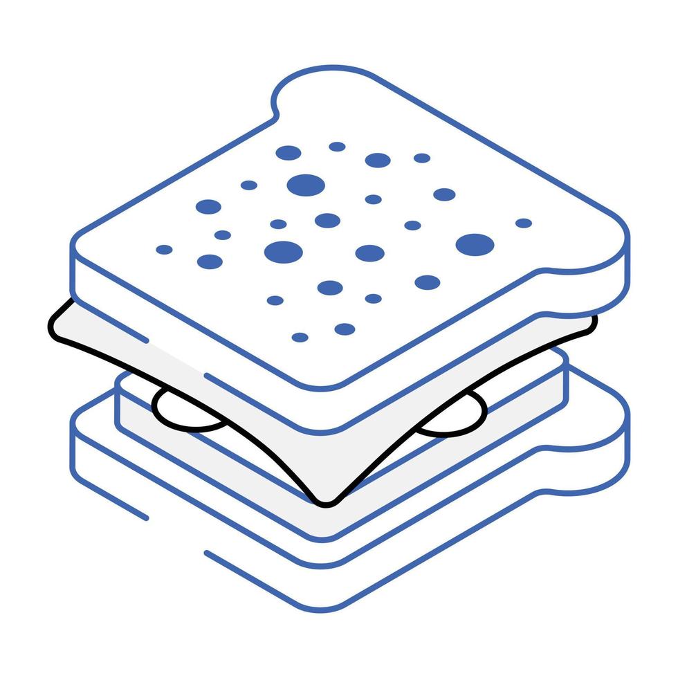 A well-designed isometric icon of sandwich vector