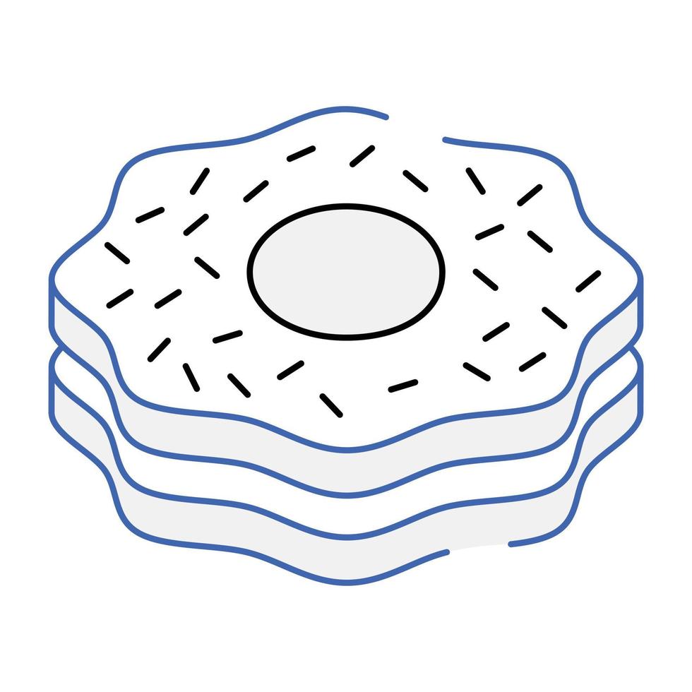 delicioso icono de donut en estilo isométrico vector