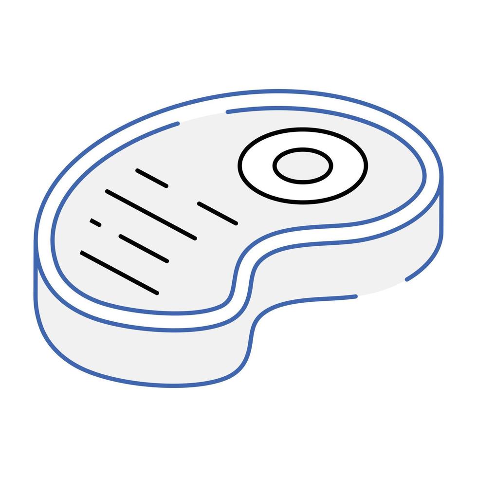 Meat piece, isometric icon of steak vector