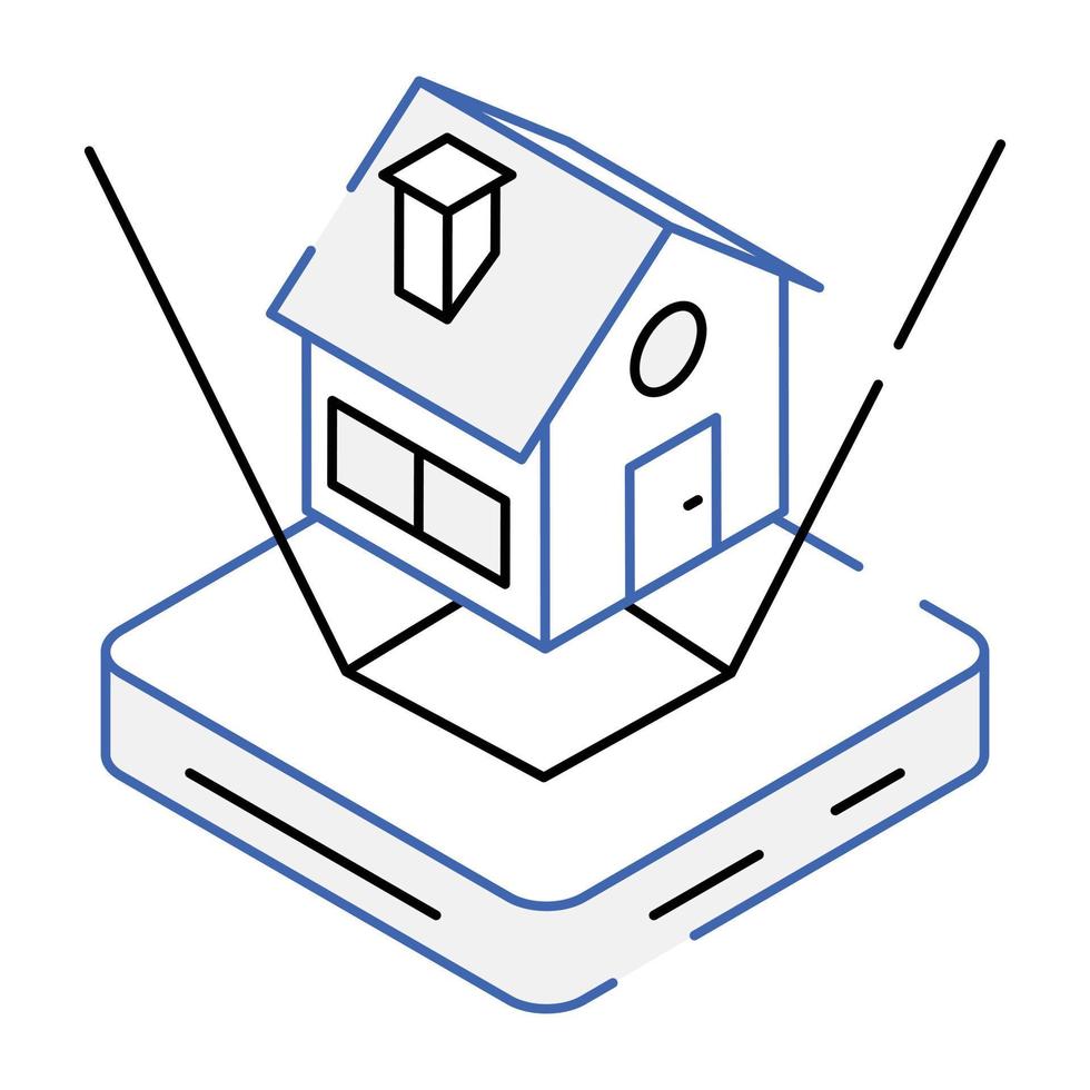 House with signals, isometric style of smart home vector