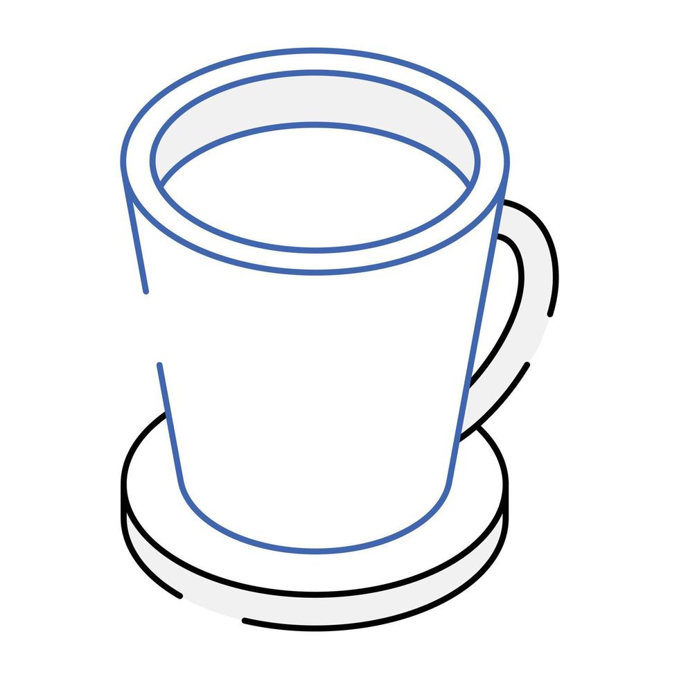 un práctico ícono isométrico de una taza de café vector