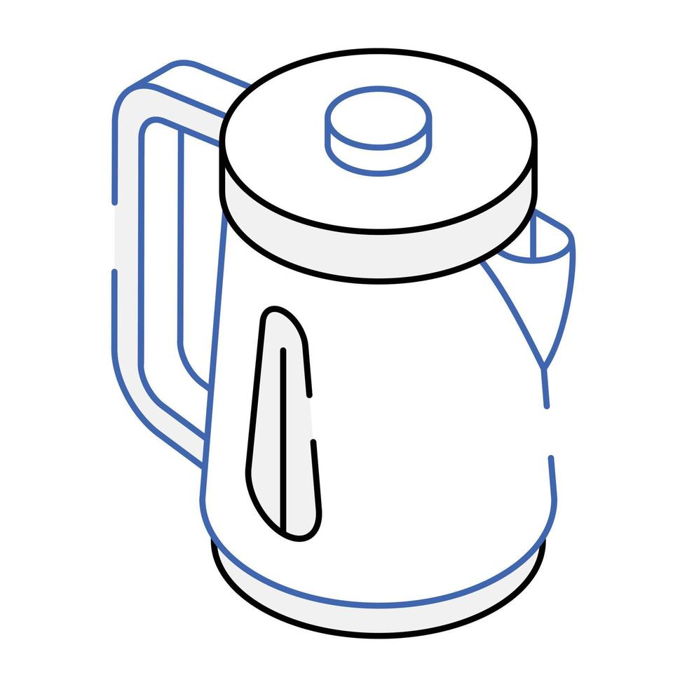 A tea kettle isometric icon vector
