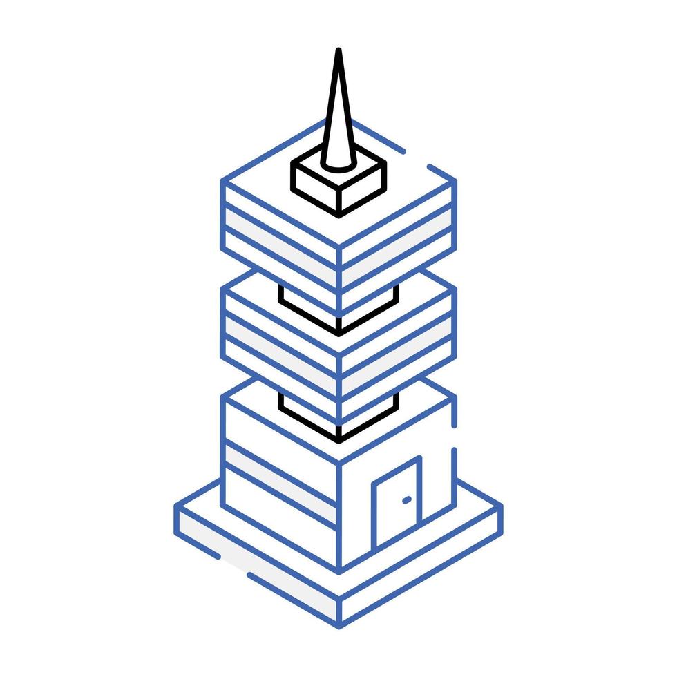 un diseño de icono isométrico de torre futurista vector