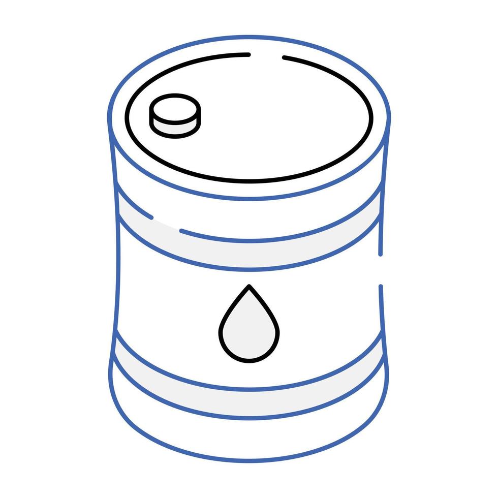 un icono de contorno isométrico del barril de petróleo vector