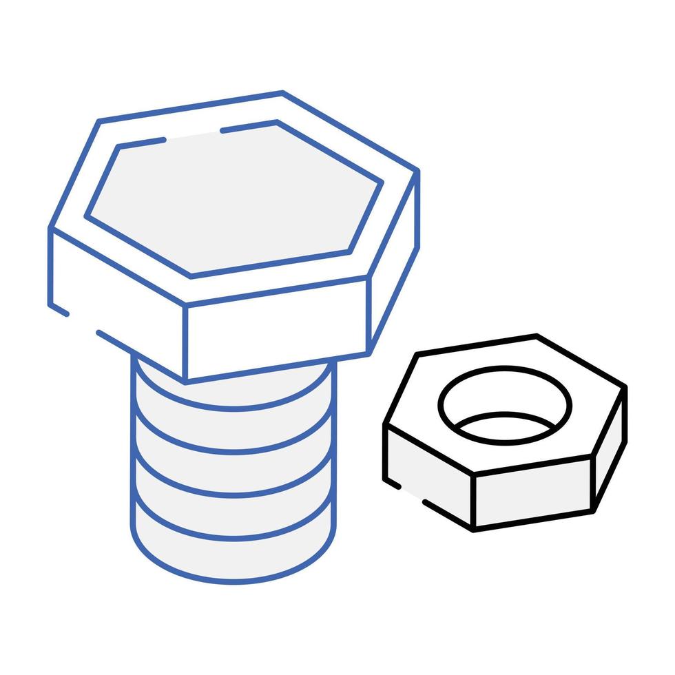 An icon of nut bolt isometric design 7454486 Vector Art at Vecteezy