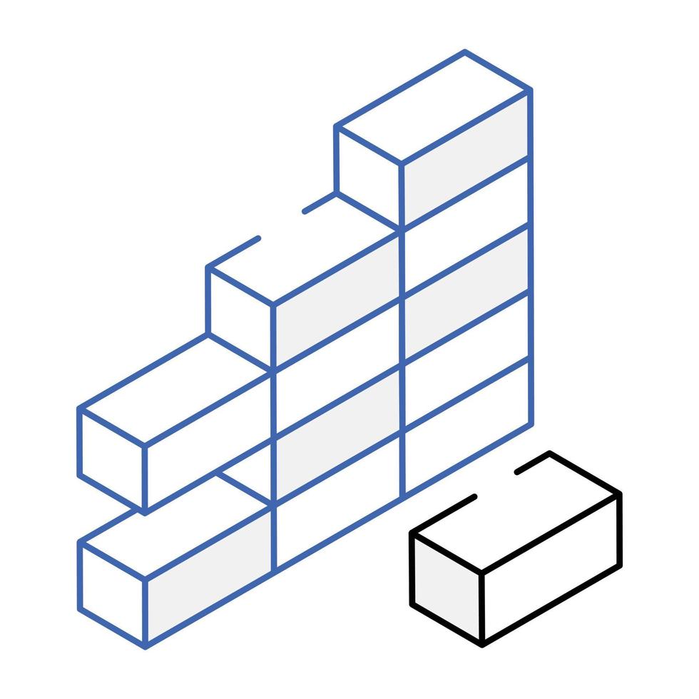 A brick wall isometric icon download vector
