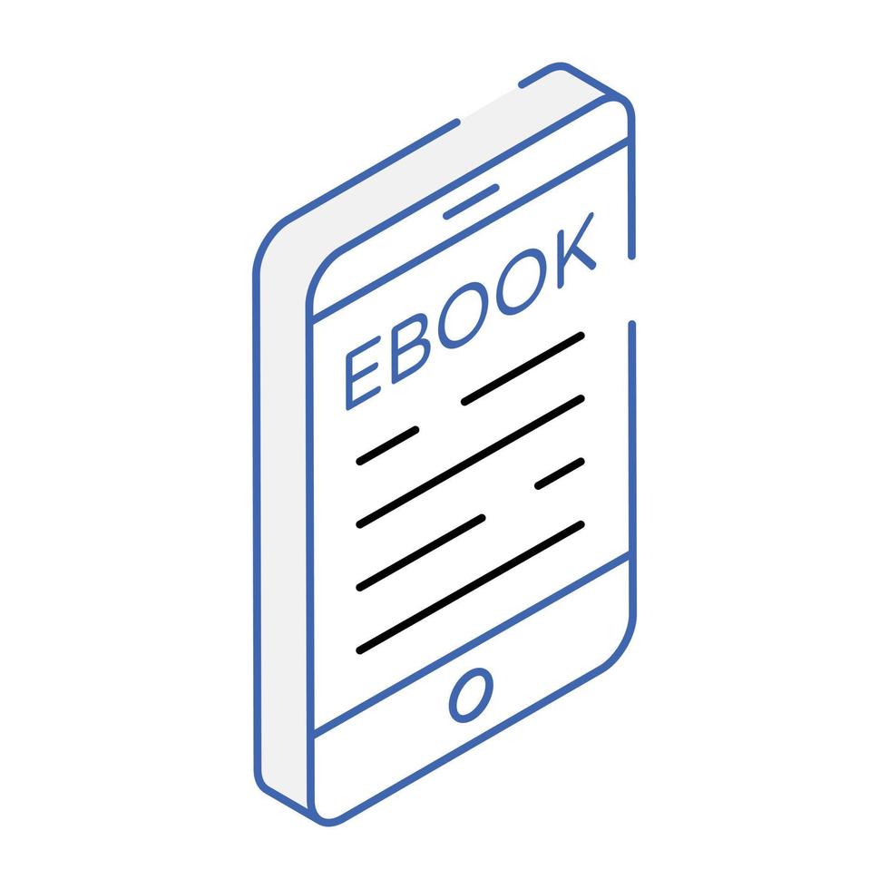 Modern isometric icon of an ebook vector