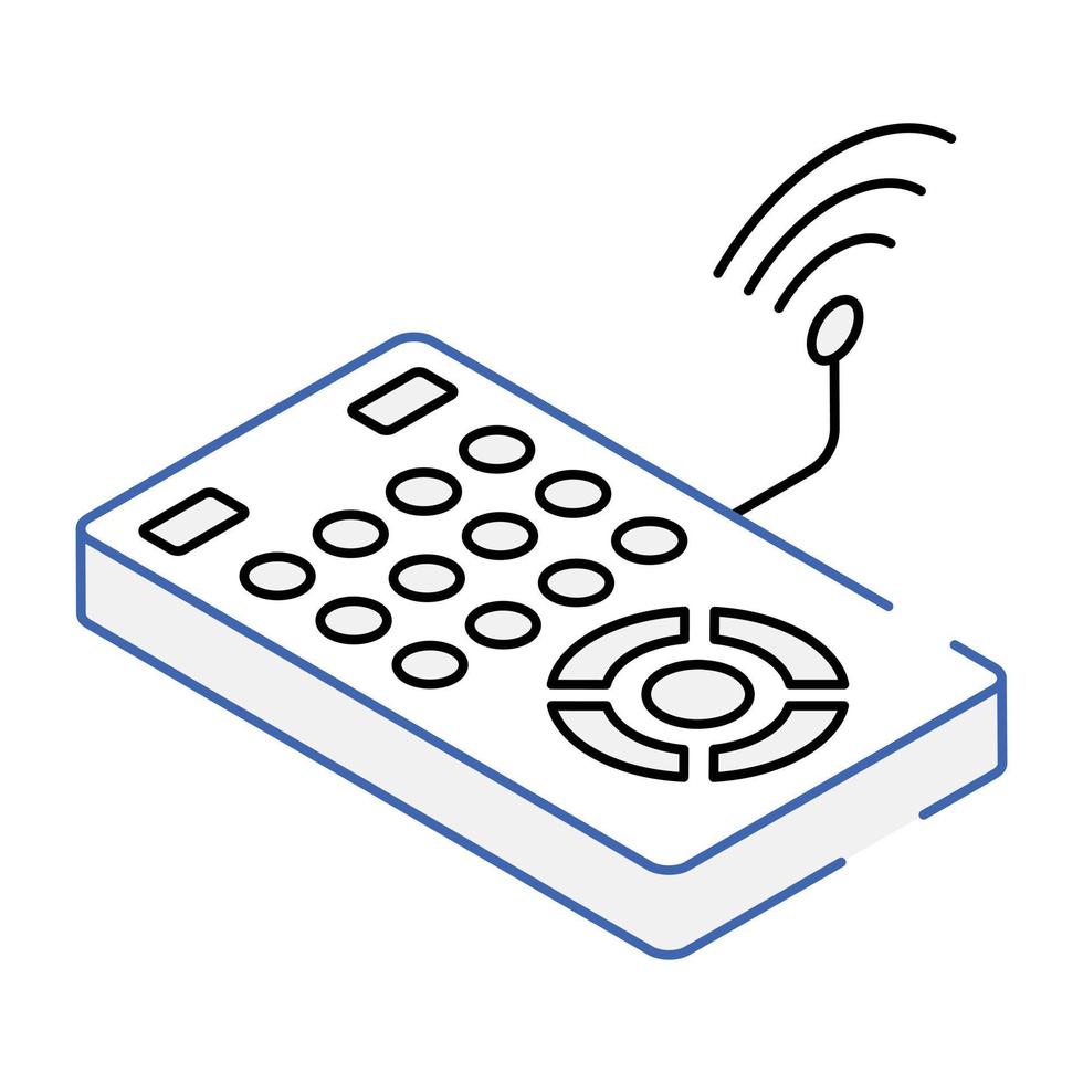 Smart remote with wifi, isometric icon vector