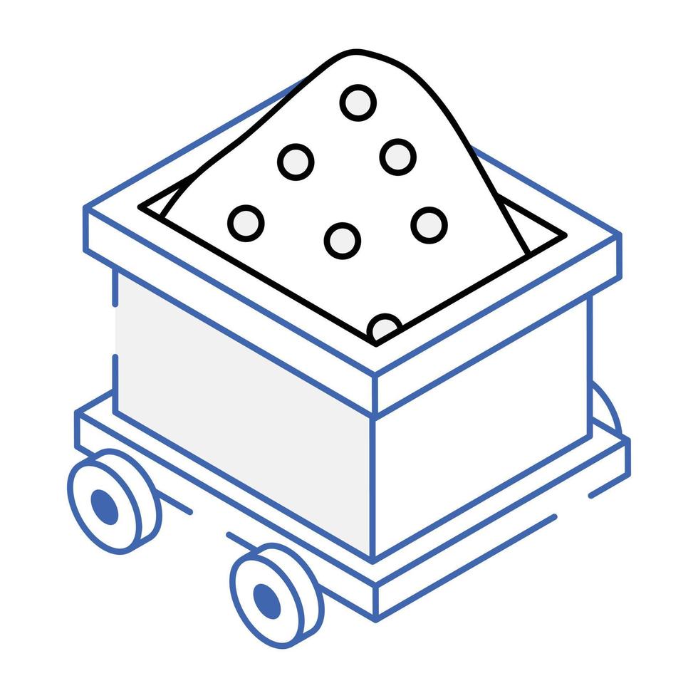 A mulch cart isometric icon design vector