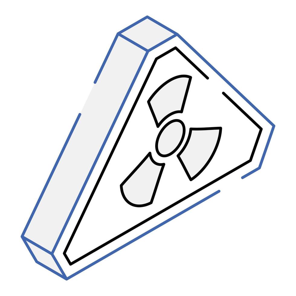 An icon of hazard sign isometric design vector