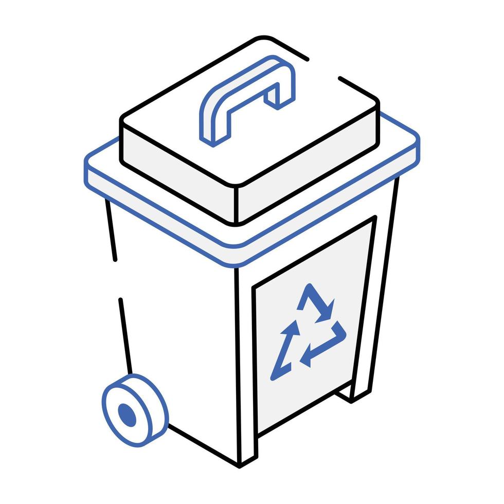 A recycle bin icon in isometric vector