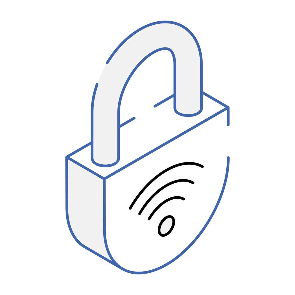 A smart lock icon in isometric design vector
