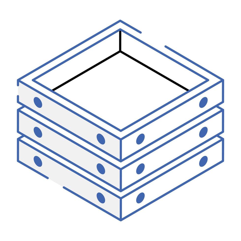 An editable isometric icon of farm crate vector
