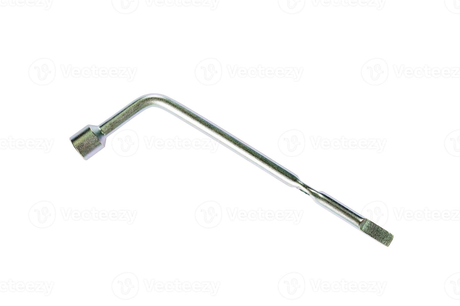 Wheel wrench with head isolated on white. photo