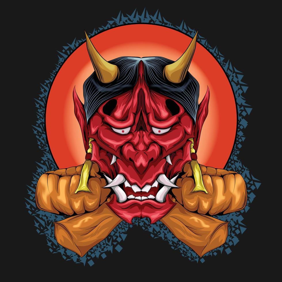 Hanya Oni Mask Vector Illustration