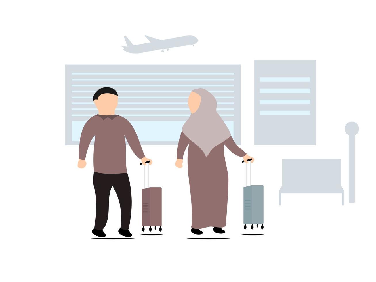 the family goes home by plane vector