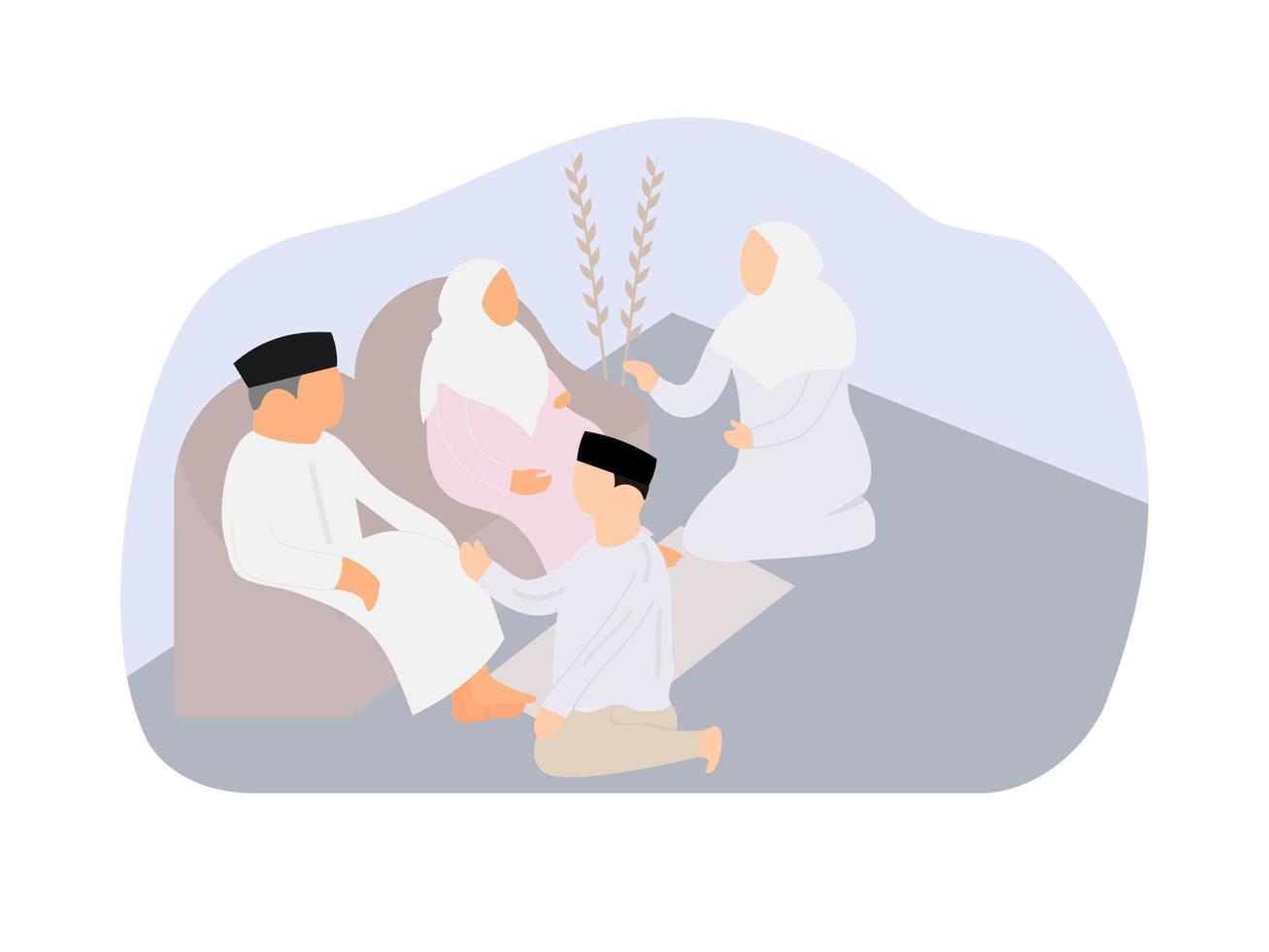 family gathering and forgiving each other with parents vector