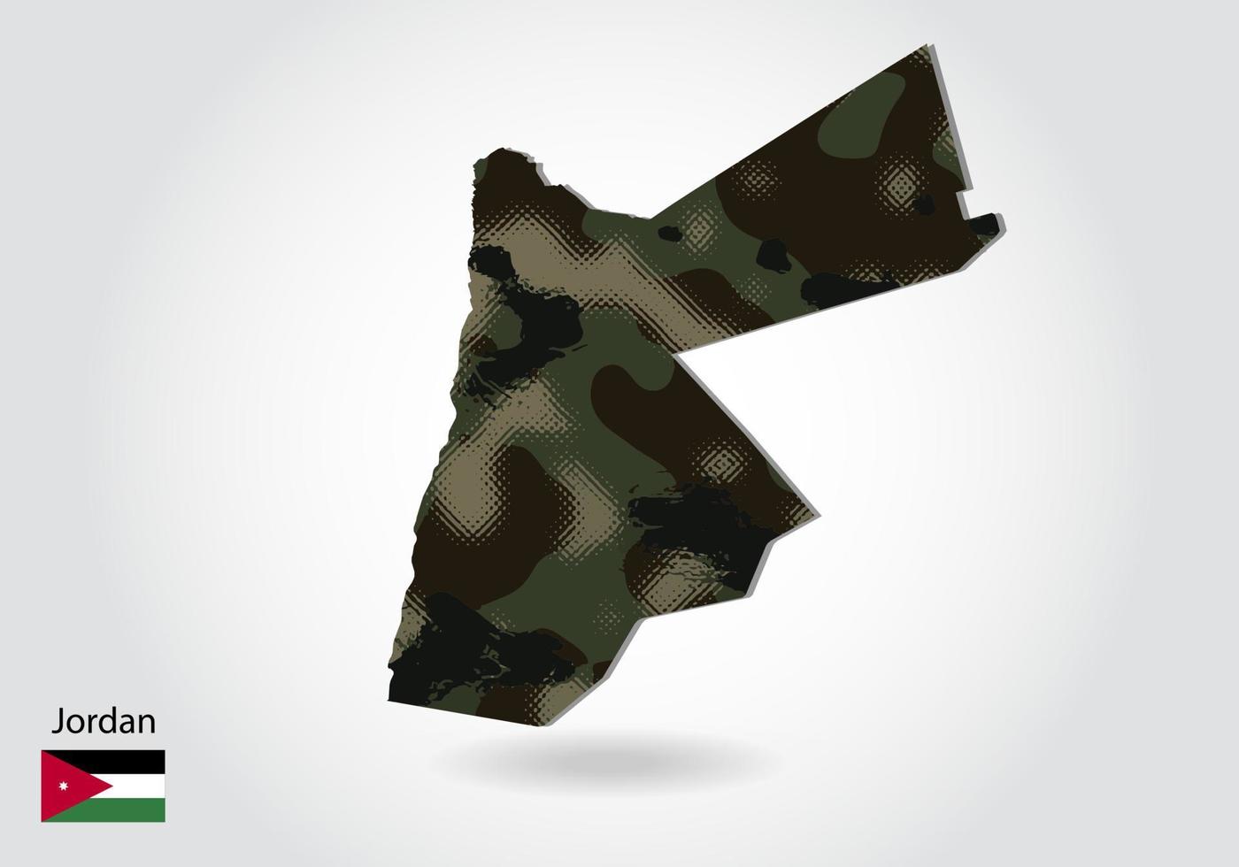 Jordan map with camouflage pattern, Forest - green texture in ma vector