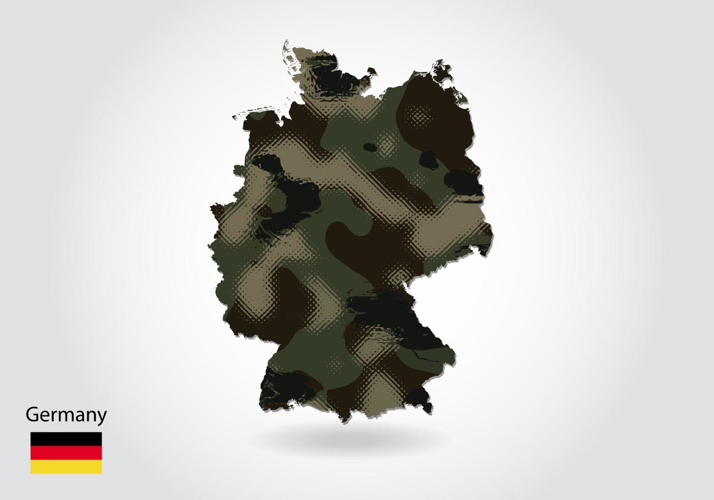 mapa de alemania con patrón de camuflaje, bosque - textura verde en m vector