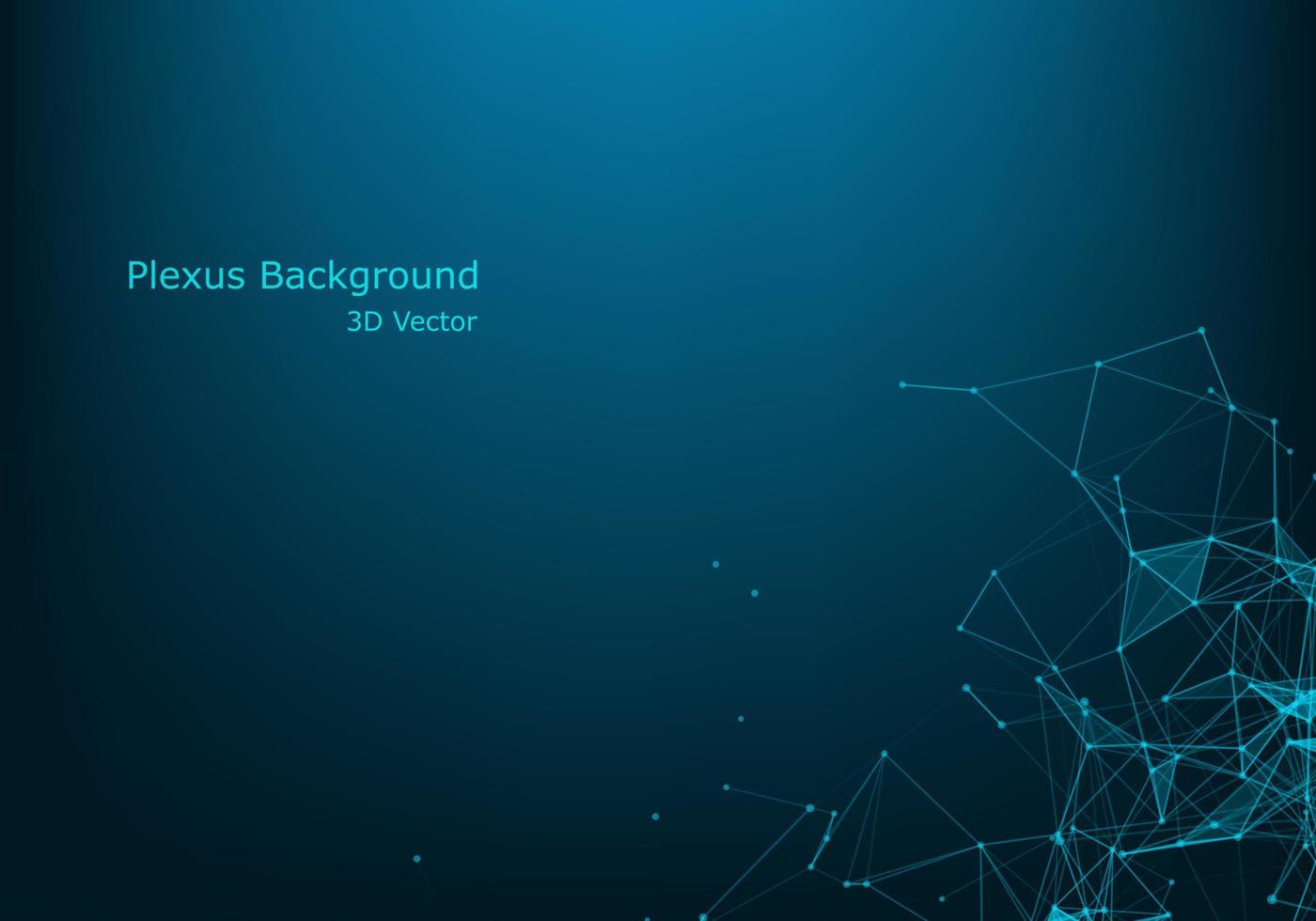 Abstract vector background. Futuristic style card. Background for business presentations. Molecular structure. Lines, point, planes in 3d space. Cybernetic dots, creative banner.