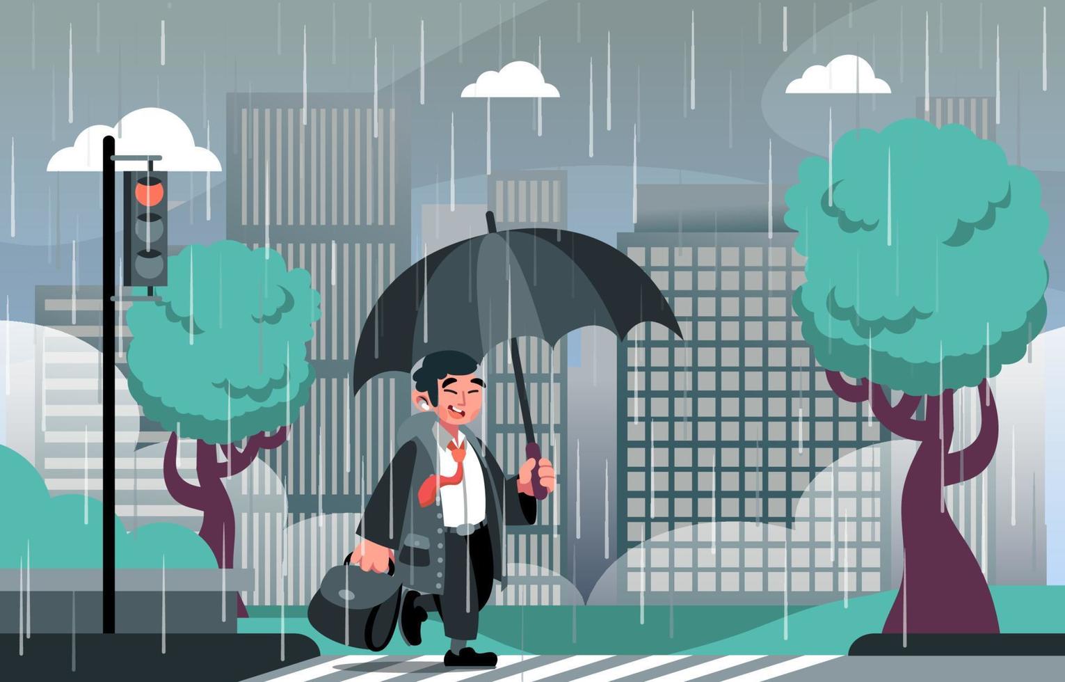 Back to Work with Rain vector