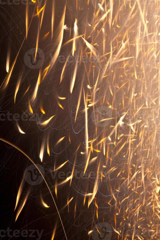 Detailed Photo of fireworks in black background with artistic camera movements