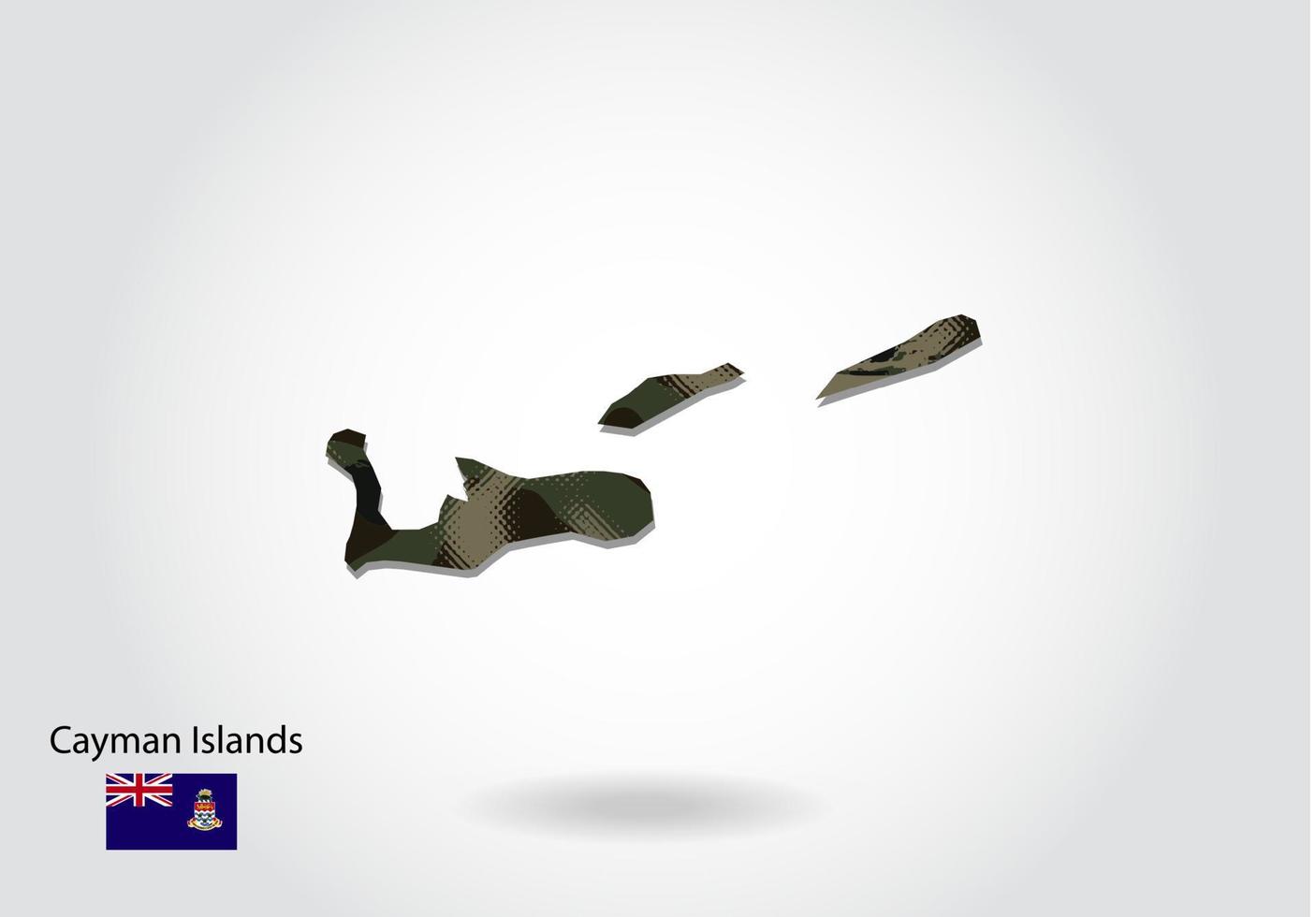 cayman Islands map with camouflage pattern, Forest - green texture in map. Military concept for army, soldier and war. coat of arms, flag. vector