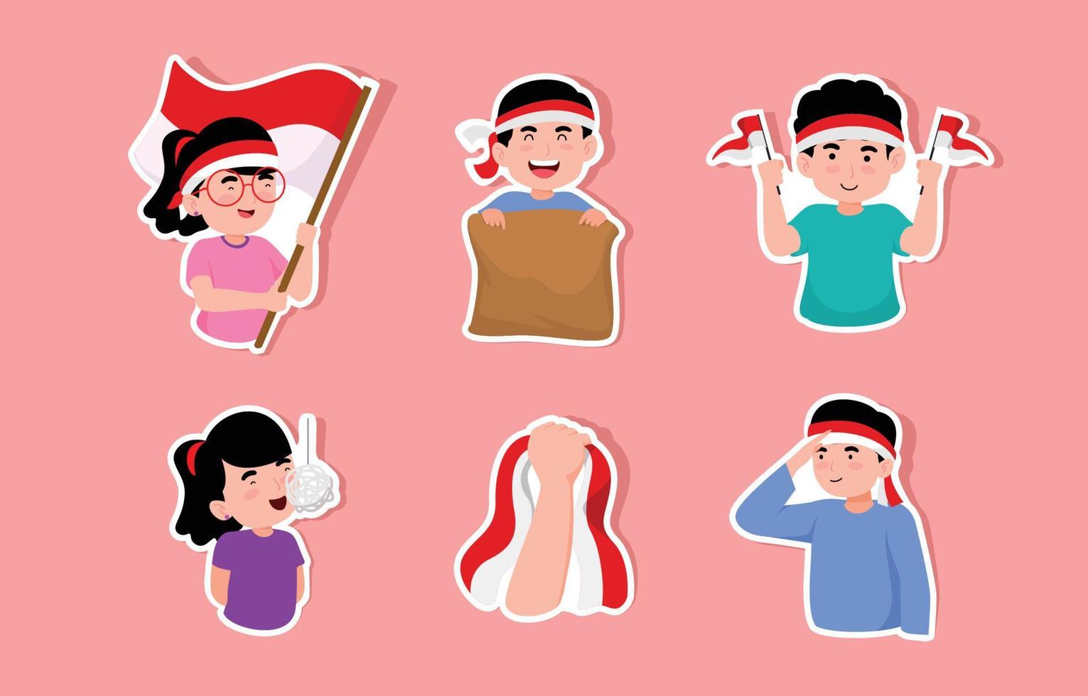 Happy Indonesia Independence Day Sticker Pack vector