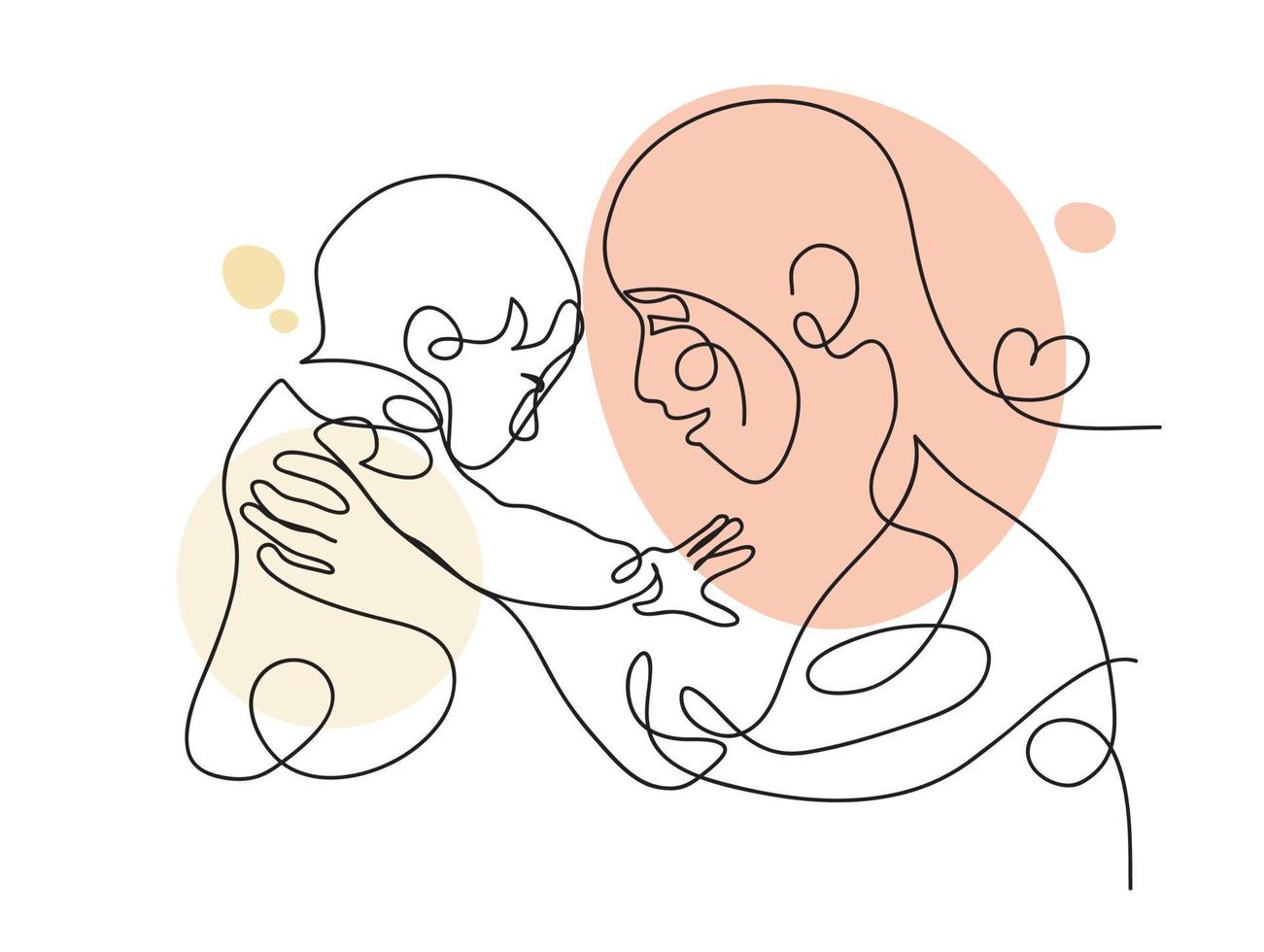 Vector Mother and baby line for Happy mother's day card.
