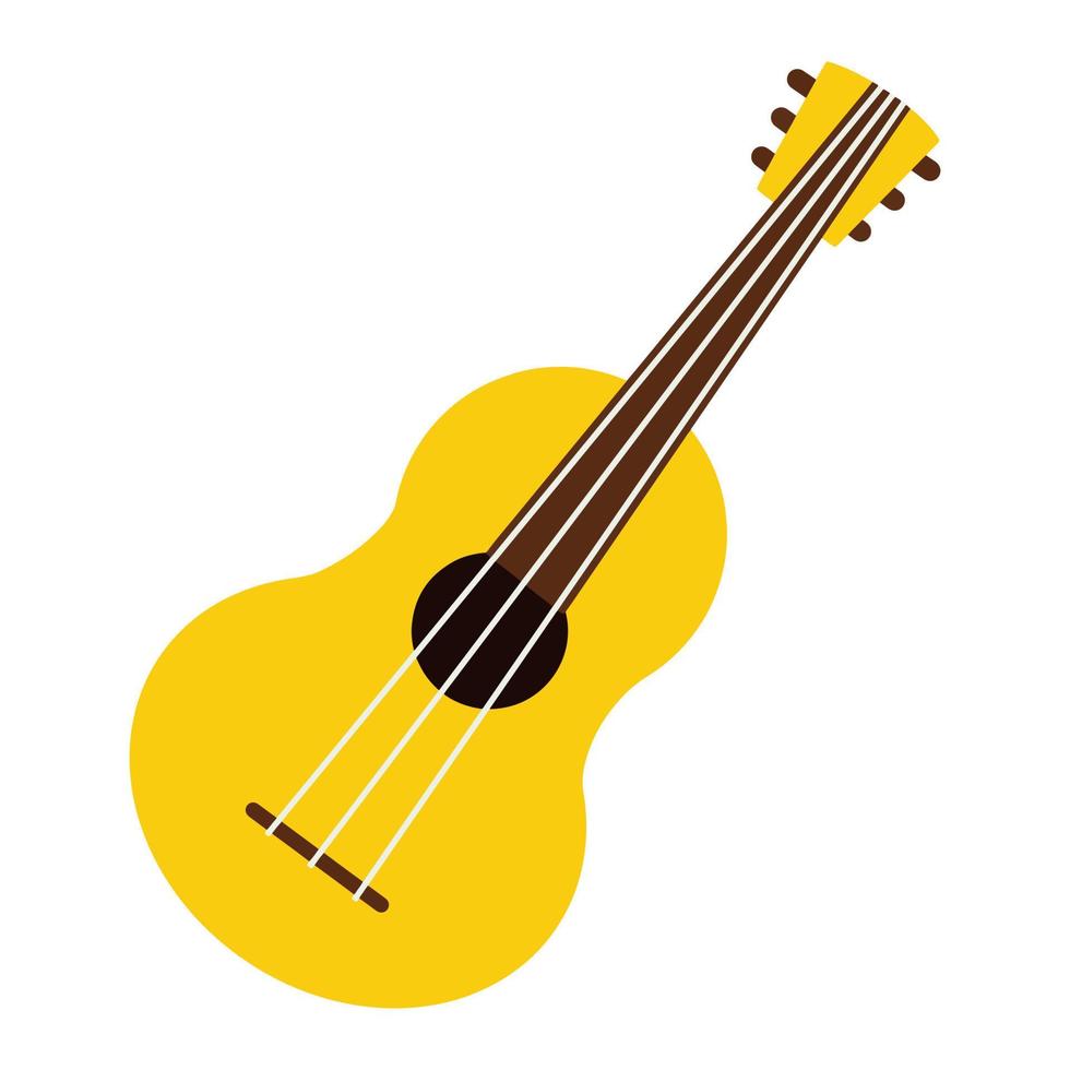 Vector illustration of a guitar. Stringed musical instrument. The isolated object on a white background. Cute flat style, cartoon.