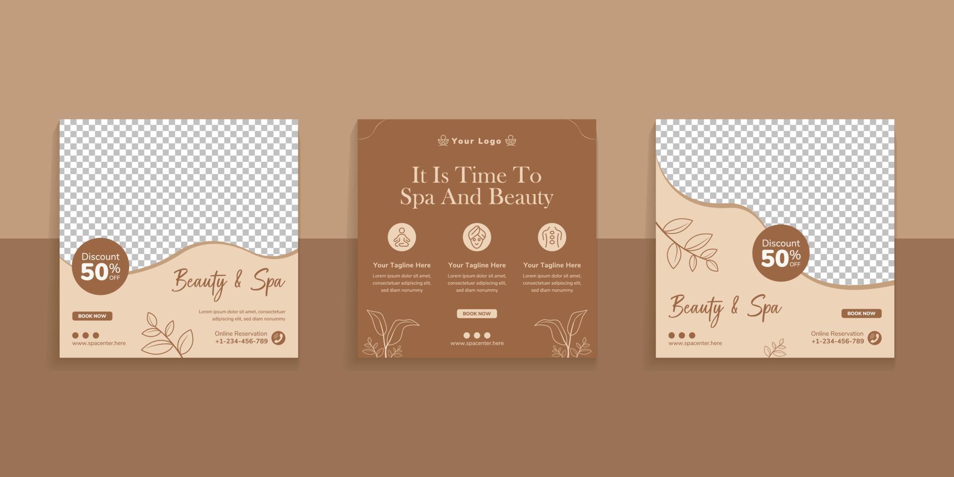 Beauty And Spa Social Media Post Template vector