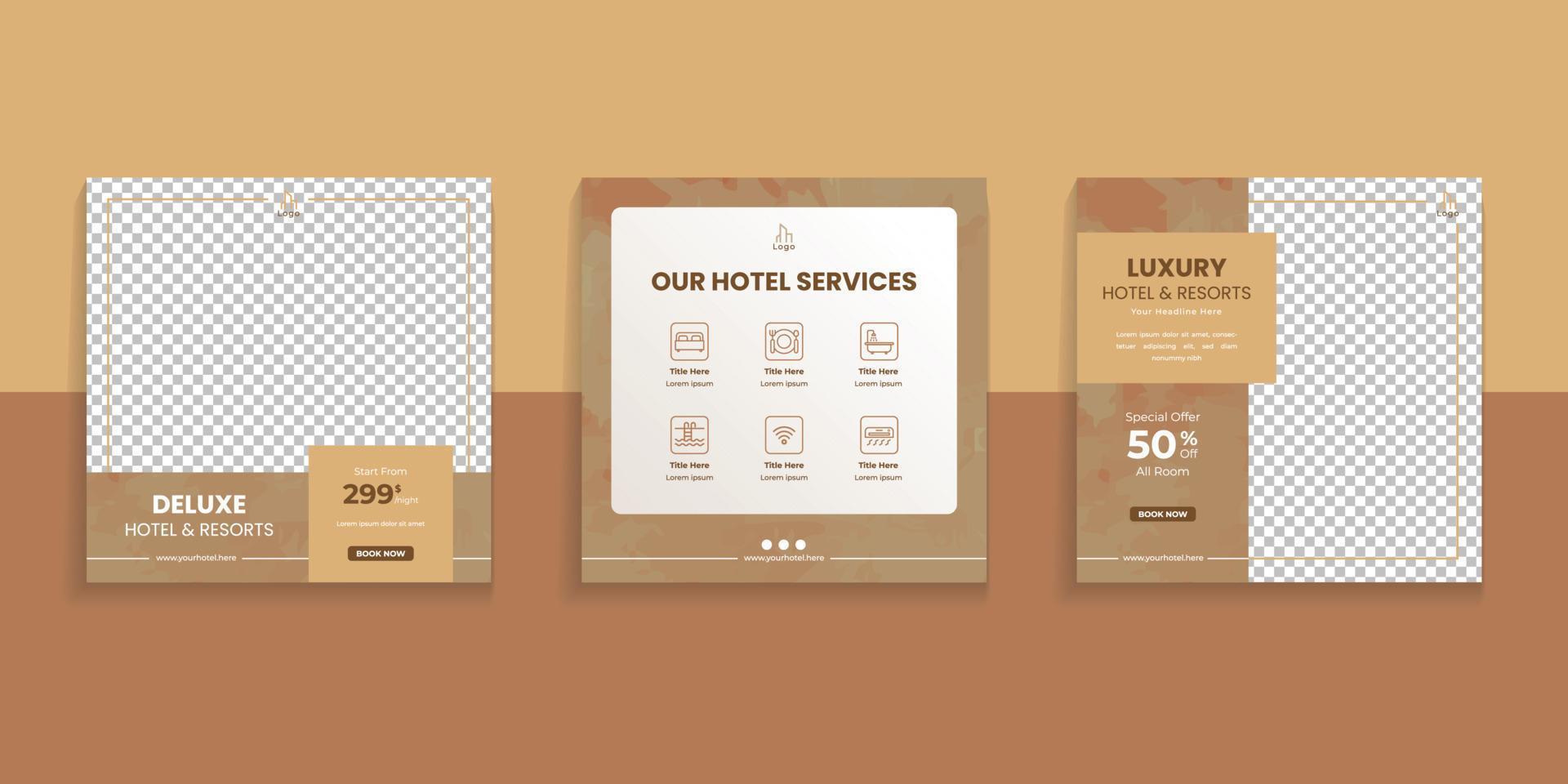 Hotel And Resort Social Media Post Template vector