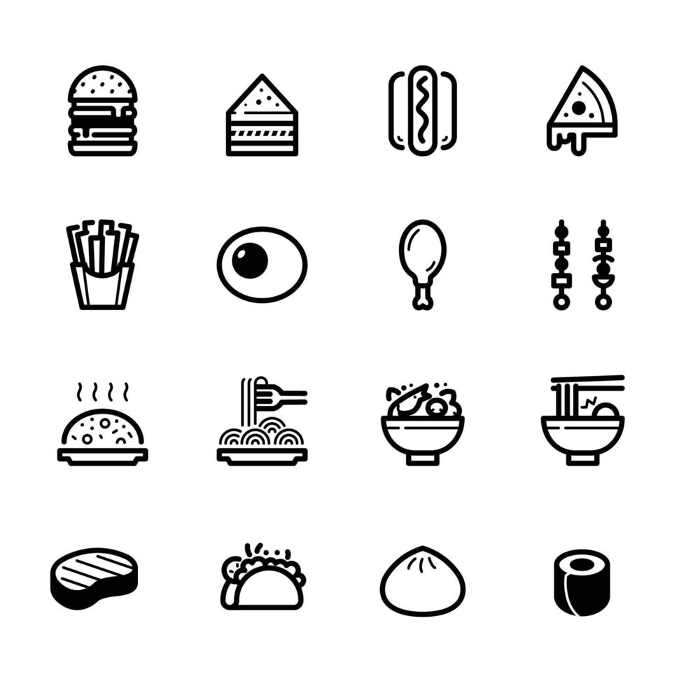 iconos de comida con fondo blanco vector