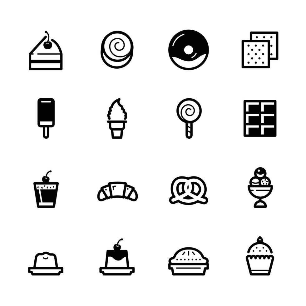 iconos de postre con fondo blanco vector