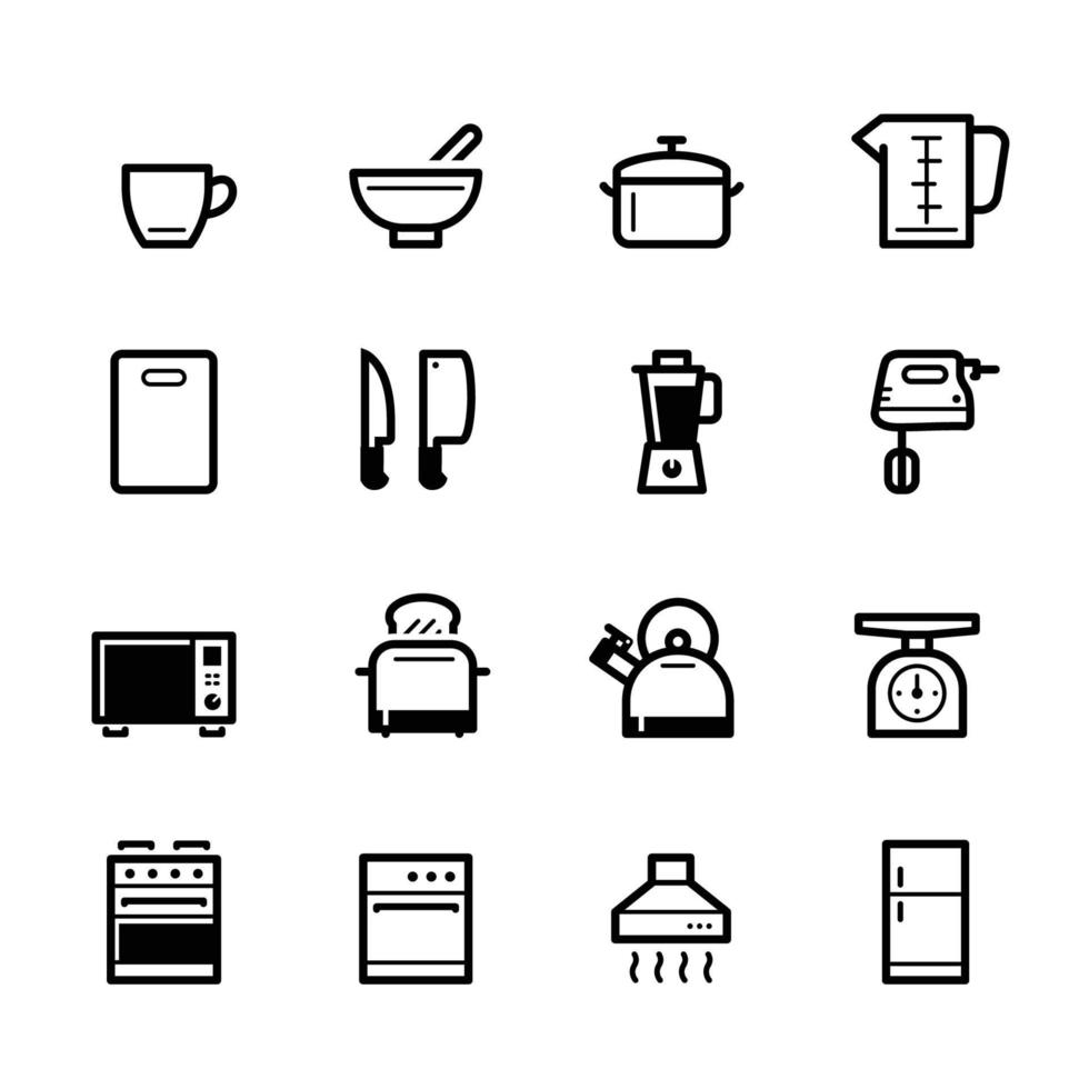 iconos de cocina con fondo blanco vector