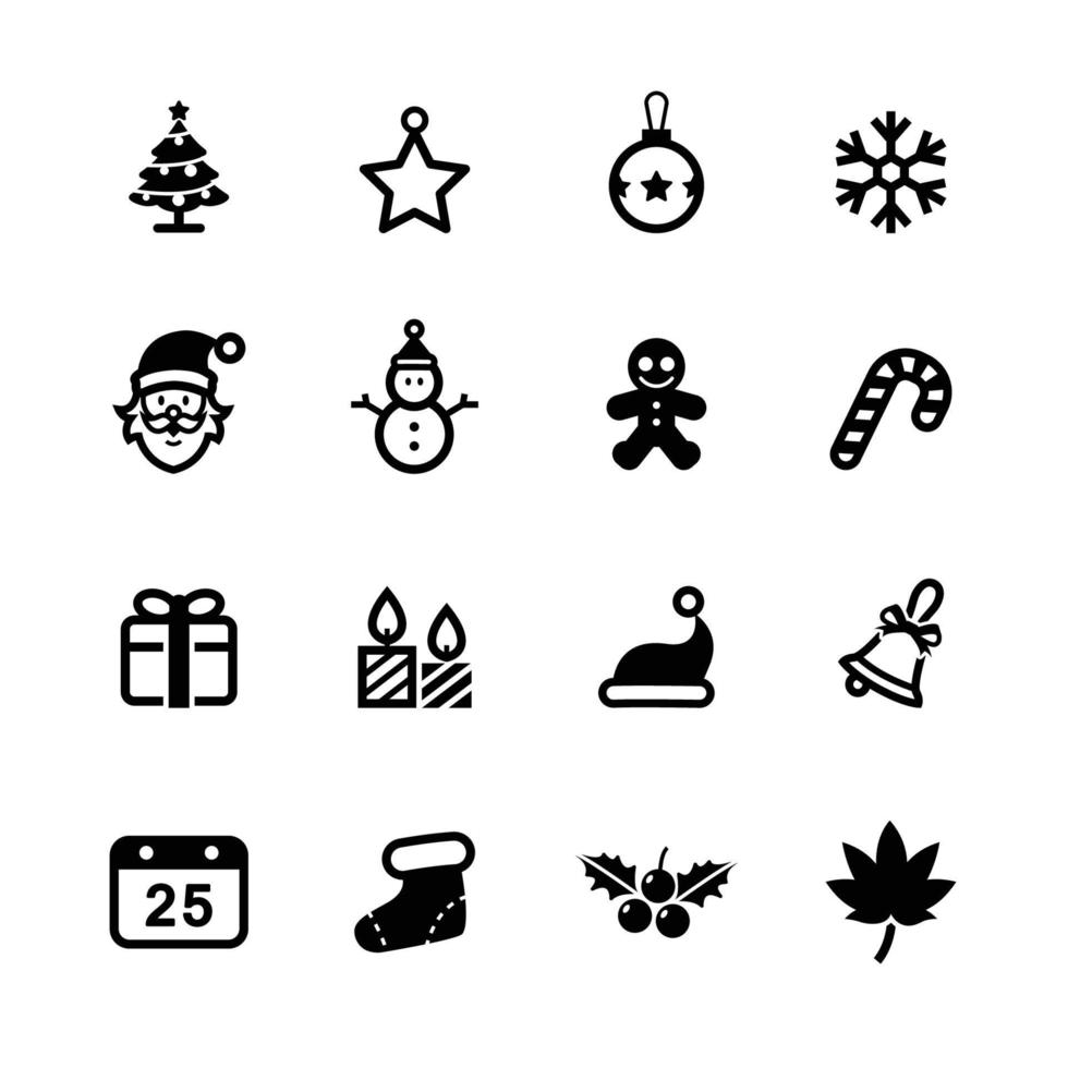 iconos de navidad con fondo blanco vector