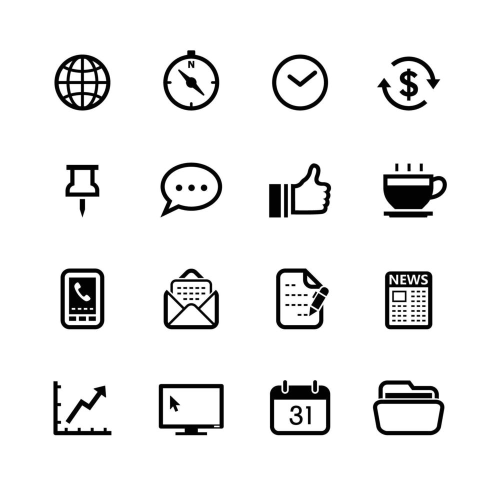 Business and Office Icons with White Background vector