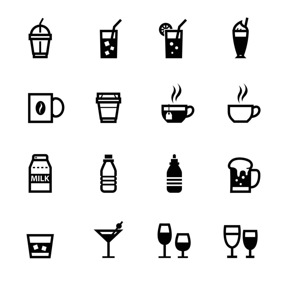 iconos de bebidas e iconos de bebidas con fondo blanco vector