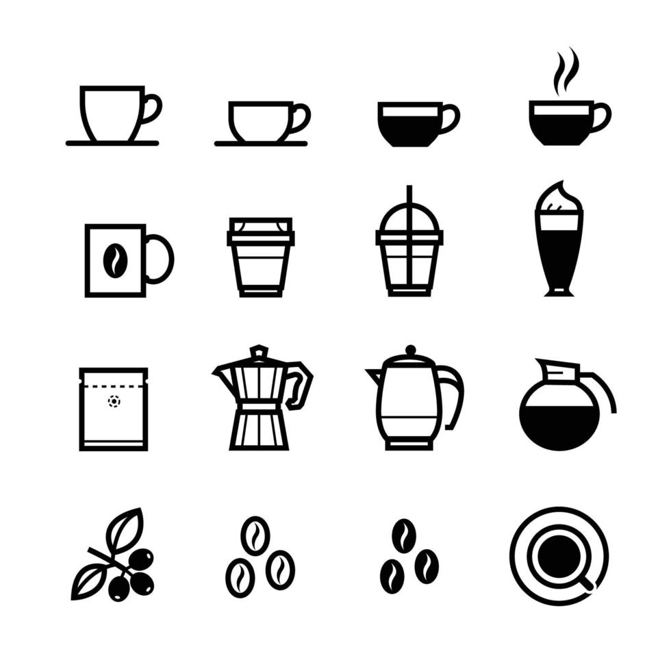 iconos de café y cafetería con fondo blanco vector