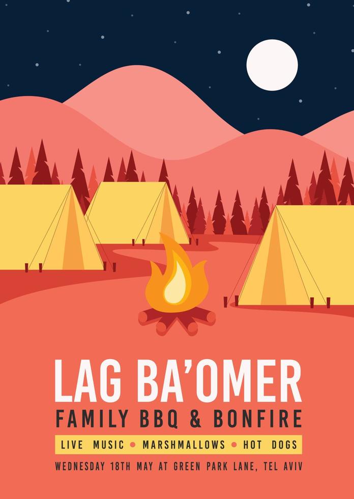 feliz dia de lag ba omer vector