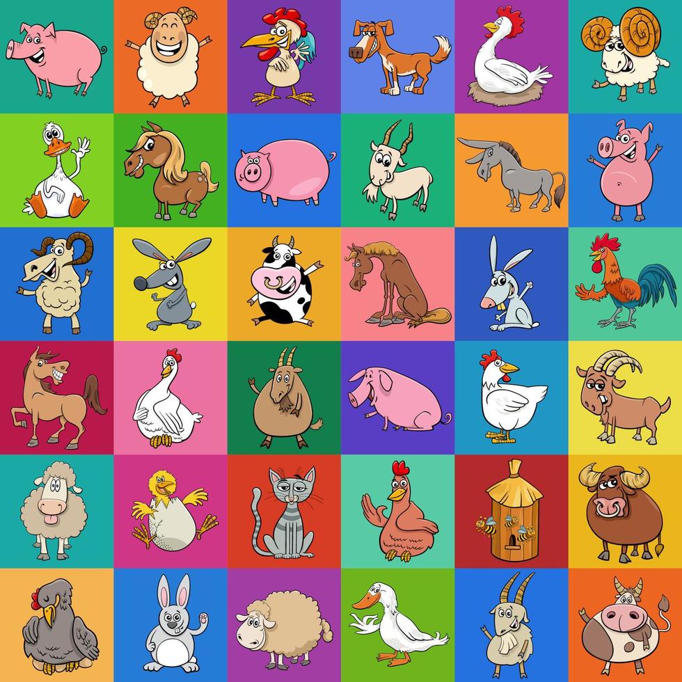 background or pattern design with cartoon dog farm animals vector