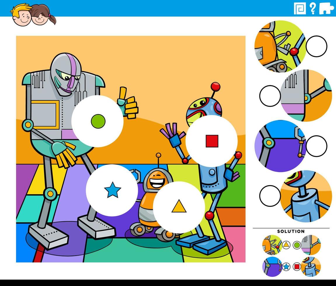 juego de unir piezas con personajes de robots de dibujos animados 7456190  Vector en Vecteezy