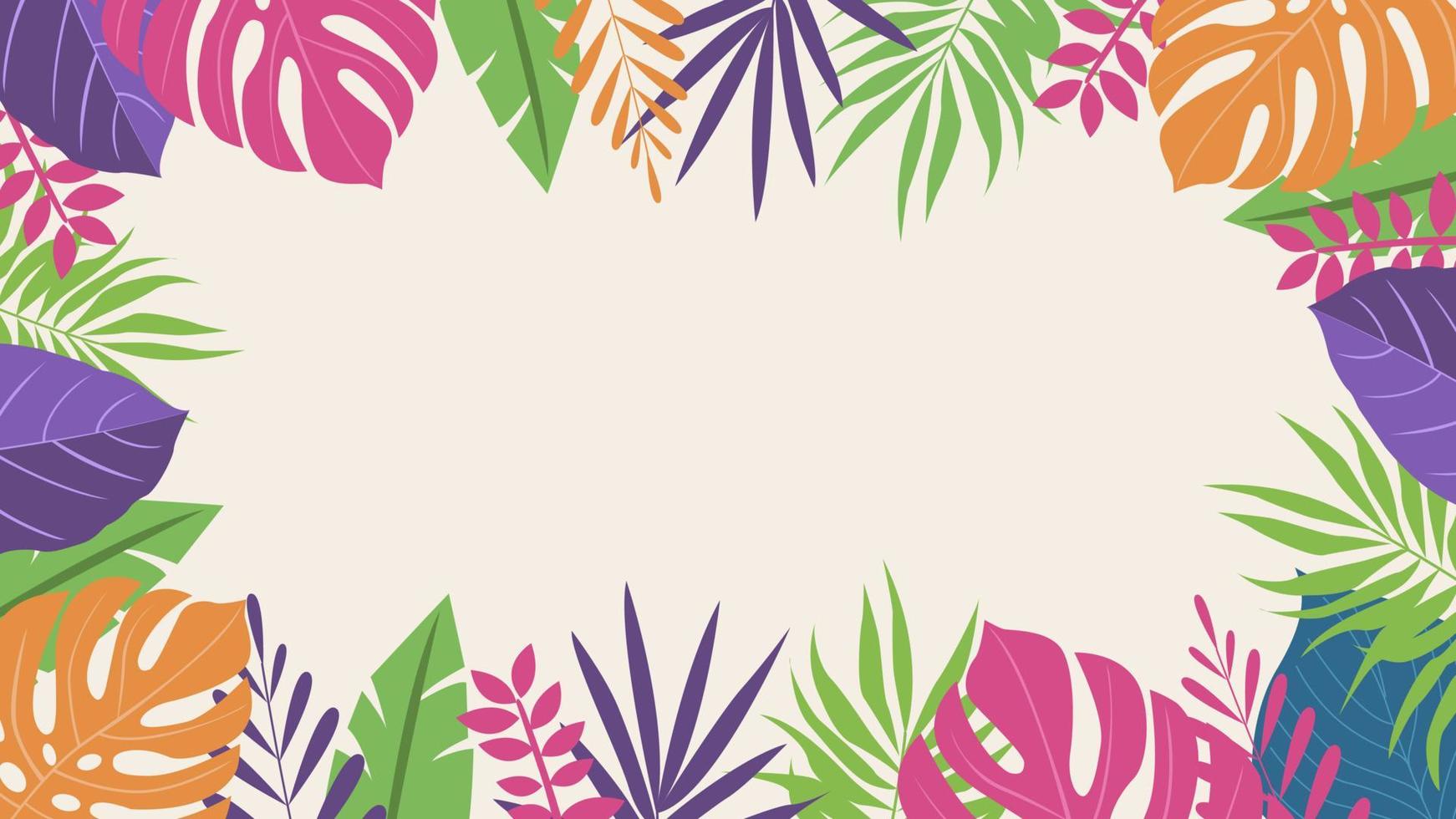 diseño colorido verano con fondo de ilustración de hojas de selva vector