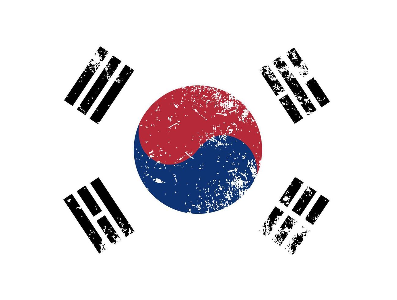 Flag of South Korea. Grunge, scratch and old style flag Vector Illustration